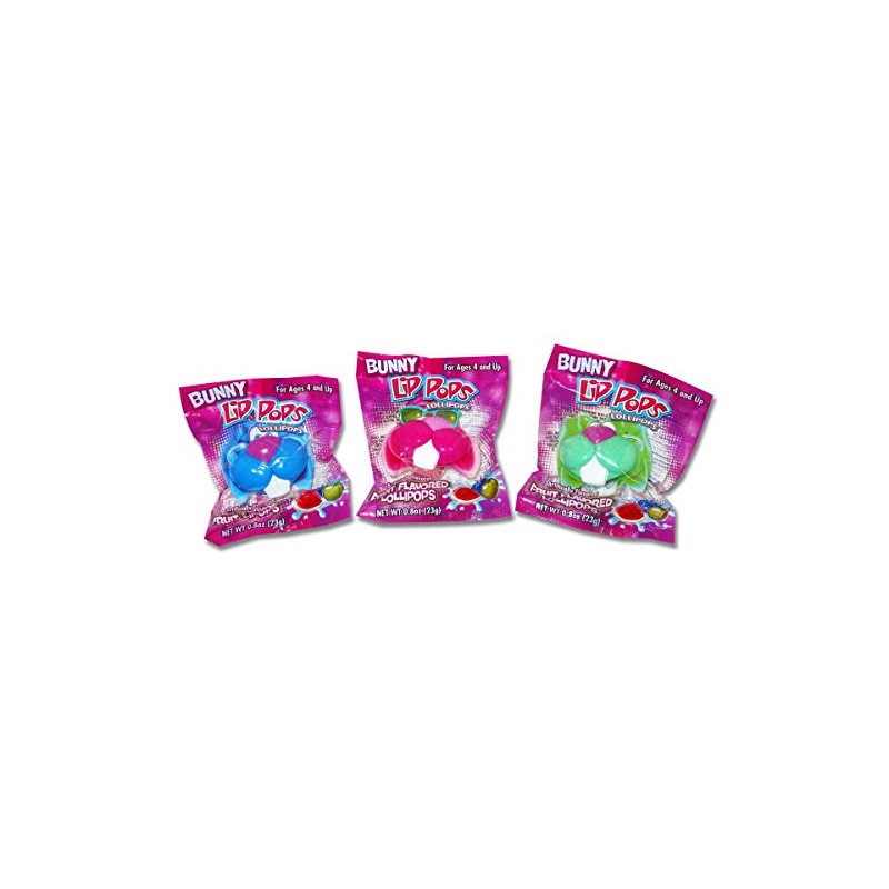 Flix Candy Bunny Lip Pop Lollipops Candy Basket Stuffers, 0.8