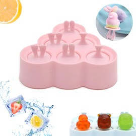 KADIGO Moldes para Paletas de Hielo, 6 Moldes de Helado en Forma de Animal, Molde de Silicona, Moldes de Paleta Mini con Base para Congelador, Caja de Paletas de Hielo Reutilizable (Rosa, Triángulo)