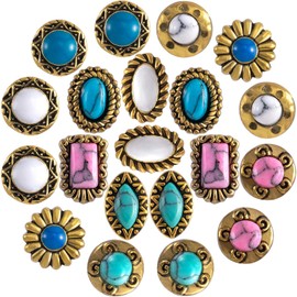 VARMDUKKE 20Pcs Vintage Western Nail Charm, Gorgeous Turquoise Nail Art Crafts for Women, Retro Gold Nail Gems Decor for Acrylic Nail Supplies, DIY Jewelry Making for Festival, Daily Use