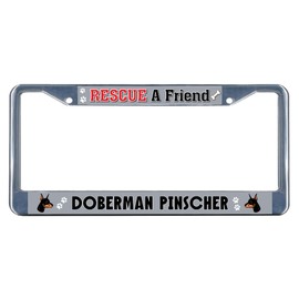Fastasticdeals Doberman Pinscher Dog Rescue A Friend License Plate Frame Tag Holder Cover