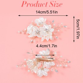 2PCS Bridal Hair Accessories, Wedding Hair Pins White Bridal Floral for Wedding Women
