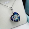 "Sweet Heart"925 Sterling Silver Necklace 16"-18" Blue Crystal AAA Zirconia