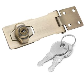 4 Inch Keyed Hasp Locks, Keyed Alike Twist Knob Keyed Locking Hasp, Metal Catch Latch Safety Lock for Cabinets, Drawers, Toolboxes, Different Door, Pack of 1 (Bronze)
