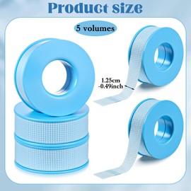 Lash Tape for Eyelash Extensions, 5 Rolls Silicone Gel Eyelash Tape Self Adhesive Breathable Micropore Fabric Tapes for Lash Extension Supplies, Makeup, Eye Shadow, Salon, 0.5 Inch × 10 Yards (Blue)