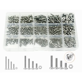 Elantek 480Pcs #2-56#4-40#6-32 UNC Stainless Steel Phillips Pan Head Machine Screws Nuts Assortment Kit