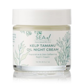 Sea-El Kelp Tamanu Oil Night Cream Hydrating Face Moisturizer Reparative Skin Softening Skincare - Nighttime Anti Aging Facial Lotion for Women & Men - 1 Oz