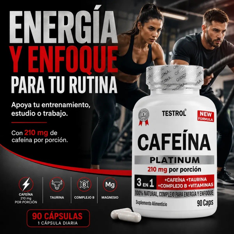 Cafeína 210 Testrol Platinum Cápsulas