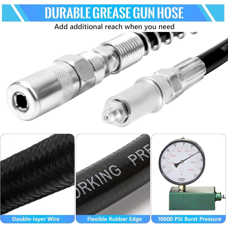 PONEYA 9 PCS Grease Gun Couplers, Quick Connect Greasing Accessory