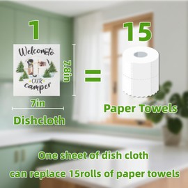 GENERALCARE - Paquete de 6 paños de cocina suecos, superabsorbentes, reutilizables y ecológicos (fruta/lavanda/campamento/colores sólidos) (fiesta de campamento)