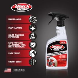 Black Magic 120228 Intense Foam Wheel & Tire Cleaner, High-Foaming Formula for Deep Cleaning, Removes Dirt, Grime & Brake Dust – Safe on All Wheels, 22 Fl Oz