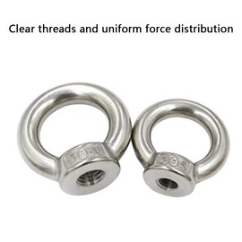 2 pcs of M10 304 Stainless Steel Ring Nut Lifting Eye Nut Lifting Ring Eye Bolt Female Threaded Eye Screw Bolts Fastener Hardware Eyebolt for Lifting Accessories