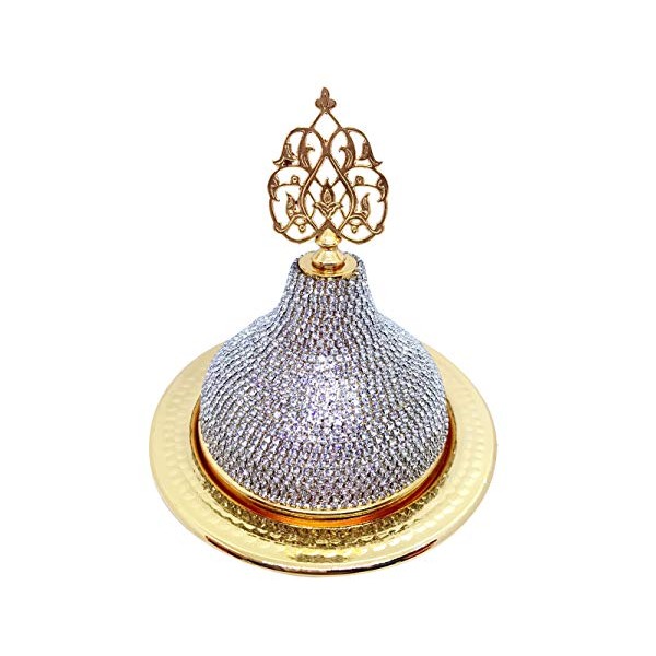 Hamam Tamam 100% Copper Swarovski Crystal Coated Golden Color Dome Shaped Candy Chocolate Nuts Serving Bowl, Home Kitchen Decoration Authantic Style Bowl