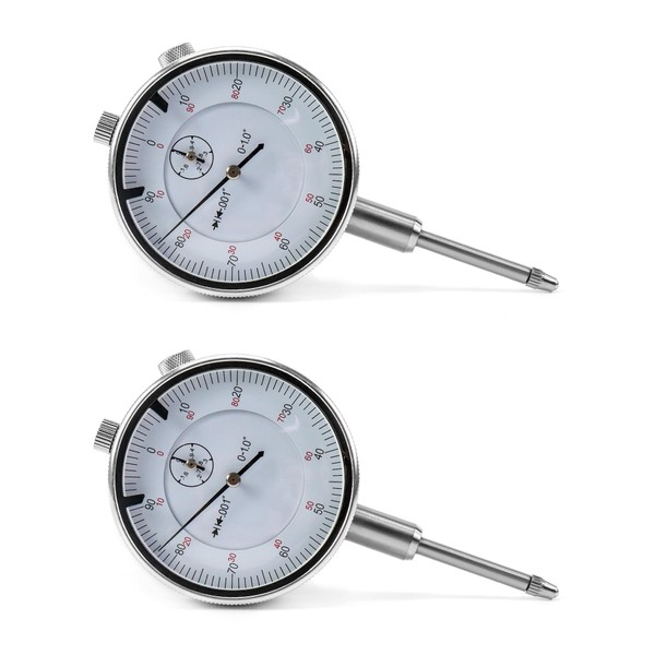 QWORK 0-1 Inch Dial Indicator with Carbide Anvil, 2 Pack,