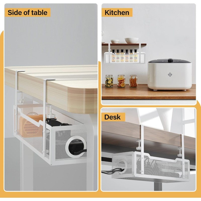 CIVPOWER Under Desk Cable Management Tray White, Cable Management Under