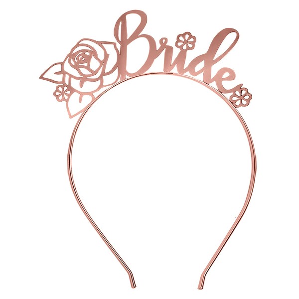 Bride Headband Tiara Rose Gold - Bridal Shower, Bachelorette Party, Floral Bride Tiara Headband HdBd(FloralBrd) RSG