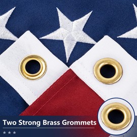 American Flag for Outside 3x5 Ft - TearProof Series Outdoor Use US Flags - Long Lasting, Fade Resistant - Thick Spun Polyester USA Banner - High Wind United States Flag - Embroidered Stars, Sewn Stripes, Brass Grommets