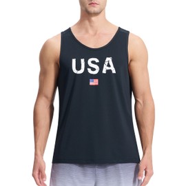 EZRUN Men's Quick Dry Sport Tank Top for Athletic Gym Workout Sleeveless Shirts USA 4th of July Tank Tops