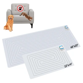 SEERWAY 2-Pieces Pet Shock Mat | 48"x20" & 22"x14" Shock Pads for Dogs Cats | Indoor Training Deterrent for Couch Sofa Countertop | 3 Modes Battery Operated