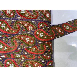 Unbranded 5 yards Purple red olive gold Christmas paisley woven jacquard sewing trim 1”