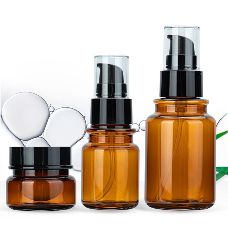 2 Pcs 80ml Amber Travel Bottles for Toiletries Cosmetic Cream