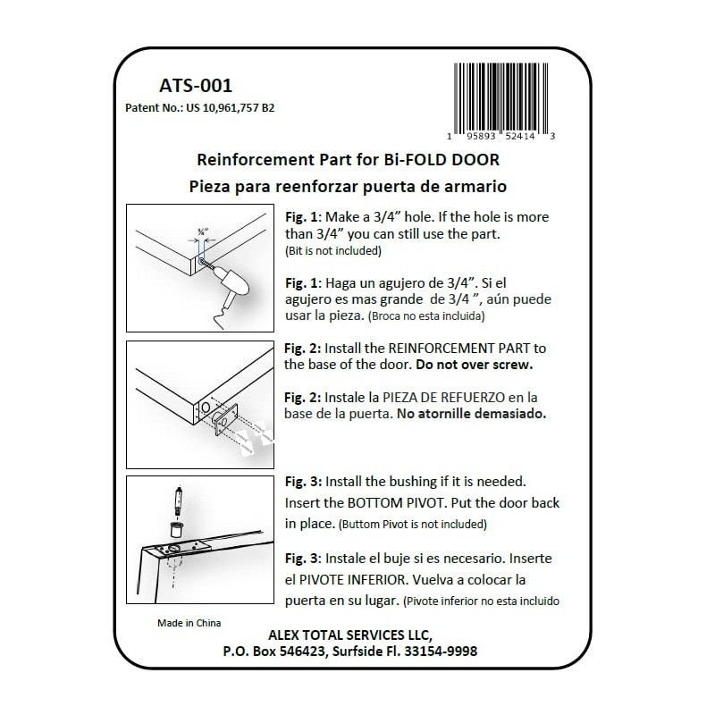 Hardware Repair Kit for Bi-Fold Door, Includs Bushing Adaptable for