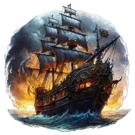 WOODBESTS Wooden Puzzle for Adults, Sailing Ship Puzzle (L, 300pcs, 13.8"x13.6") Beautiful Wooden Box, Wooden Jigsaw Puzzles Unique Shape, Birthday Gifts for Adults and Kids Family Game