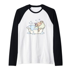 Funny Bathtub Chill Out Sheep Bubble Bath Relax Raglan Baseball Tee