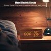 Wooden Digital Alarm Clock Yellow LED Display Adjustable Dimmer Weekday