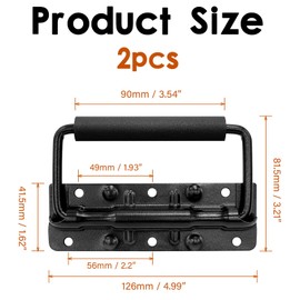 HBEJGHHO 2 Pack 4.9 Inch Heavy Duty Spring Loaded Handles, Stainless Steel Surface Mount Chest Handles with Rubber Grip for Toolbox, Case, Trunk, Cabinet, Flight Case, and Storage Boxes