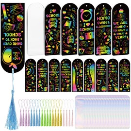 Dazoratix Back to School Acrylic Bookmarks - 60 Pcs Teacher Gifts Blanks Bookmark Making Kit Tassels Aesthetic Bulk Colorful UV DTF Transfer Stickers for Reading Stuff Student Kids Book Lover Supplies