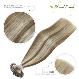 WindTouch Clip In Hair Extensions Real Human Hair Blonde Extensions Thick Ash Blonde to Platinum Blonde Hair Highlights For Blonde Clip Ins 22 in 120g 7PCS