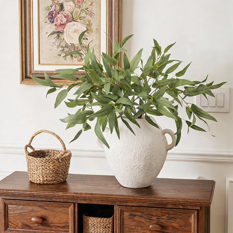 6PCS Realistic Faux Eucalyptus Leaves Branches for Tall Floor Vase
