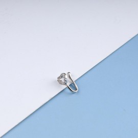Cimenexe Punk Crystal Nose Ring Silver Hollow Heart Clip On Nose Ring Cz Paved Heart Nose Ring Rhinestone Cutout Heart Nose Ring Hoop Jewelry for Women and Girls Gifts