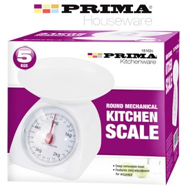 5 KG Vintage MANUAL ROUND Mechanical Kitchen Scales TRADITIONAL PRIMA Retro Home Analogue Food Ingredients Measurement WEIGHING Baking Cooking, Youtube Channel Dial PLASTIC Tray UK FREE P&P