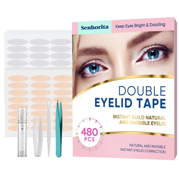 Eyelid Tape, 480 Pcs Eyelid Lifter Strips, Double Eyelid Tape for Hooded Eyes Invisible Instant Lifting Heavy Hooded/Droopy/Uneven Eye Lids, Pink