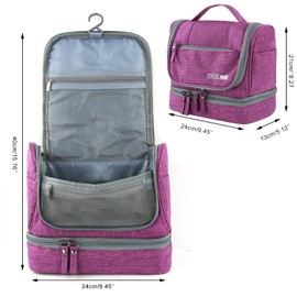 Large Travel Toiletry Bag,M MUNCASO Women Mens Wash Bag, Cosmetic Wash Bag with Dry and Wet Separation 2 Layers Design Waterproof Bathroom Bag(Purple)