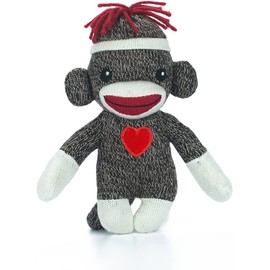 Made By Aliens Adorable Sock Monkey 6 Inches, The Original Traditional Hand Knitted Stuffed Animal Toy Gift-for Kids, Babies, Teens, Girls and Boys Baby Doll Present Puppet (Brown)