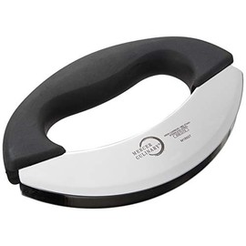 Mercer Culinary Double Blade Rocking Mezzaluna Knife with Handle, 7 Inch, Stainless Steel