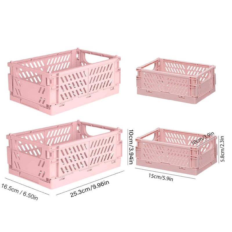 AIMALL 4PCS Foldable Desktop Storage Box, Stackable Small Plastic Organizer