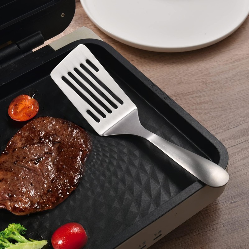 IMEEA Metal Spatulas Set SUS304 Stainless Steel Griddle Spatula Slotted