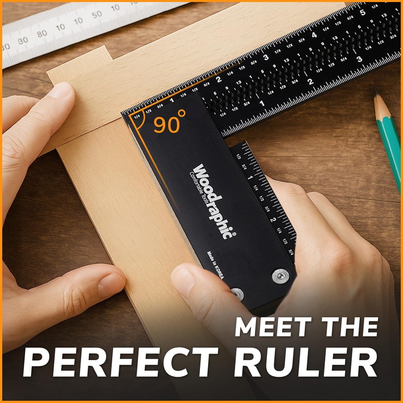Woodraphic Upgraded Precision Square – 8 Inch 90° Layout Tool