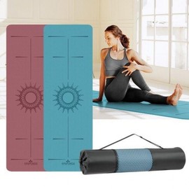 TPE Center Line 8mm Thick Yoga Mat for Home Training & Pilates Mat Lilac Purple