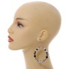 Black/White/Transparent Ceramic/Glass Bead Hoop Earrings In Silver Tone - 80mm