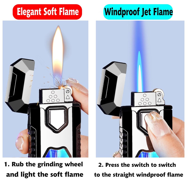 Torch Lighter, Cool Dual Flame Lighter Fashion Design, Refillable Butane