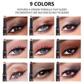 Cream Shimmer Eye Shadow Stick - Waterproof Shimmer Eye Shadow Sticks Highlighting Pigmented Shiny Eyeshadow Pencil Set for Sensitive Eyes Makeup (#11)