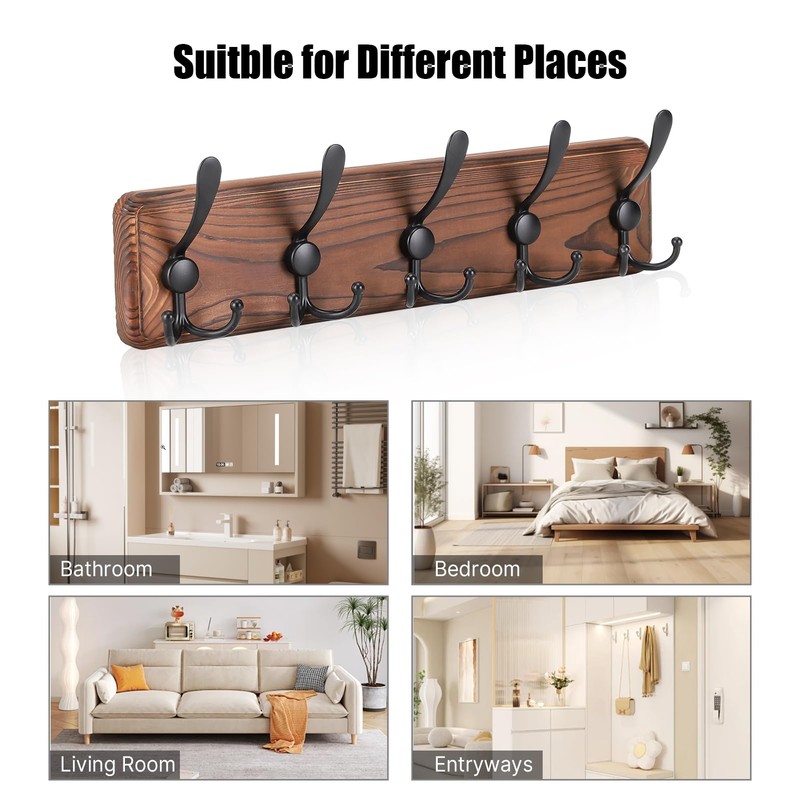 Kruodop Large Coat Rack Wall Mount Coat Hooks Coat Hanger