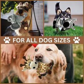 Terre Verte Safari Friends Dog Plush Toys, Soft, Washable & Durable, Interactive Squeaky Toys, Perfect for Small, Medium, & Large Breeds, Ensuring Endless Entertainment, 3 Pack Cute Dog Plushies