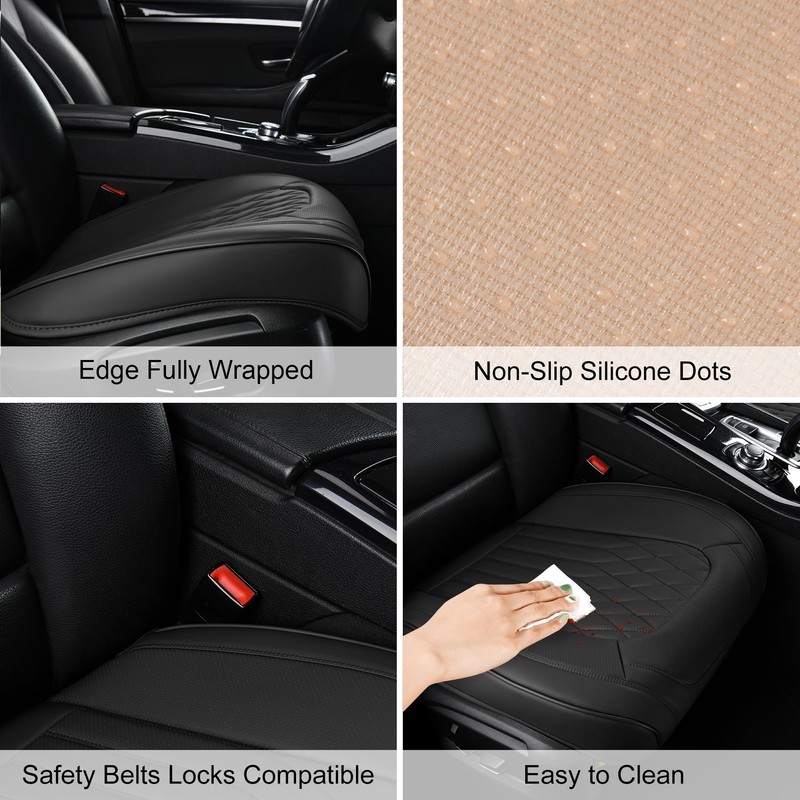 BWTJF Black Car Seat Cover 2 Pack, Universal Leather Front