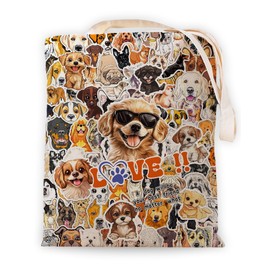 SUNFYCN Canvas Tote Bag for Women - Cute Dog Print Cotogton Tote Bag for Dog Lovers, Reusable Grocery Shopping Bag, Funny & Stylish Shoulder Bag