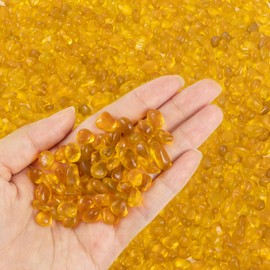KIJOU Yellow Sea Glass Stones - 2lb Bright Decorative Pebbles (1/4–3/8 Inch) for Summer Crafts, Vase Decor, and Garden Accents